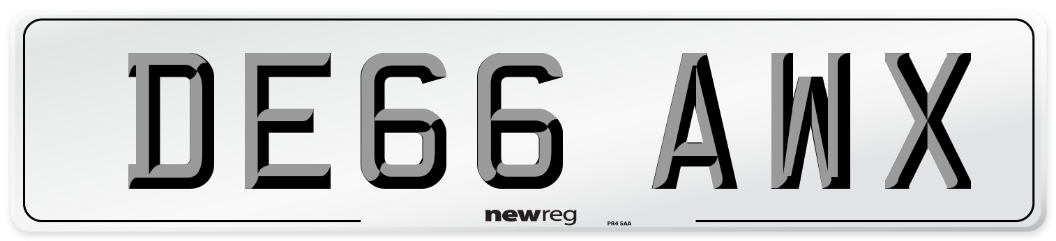 DE66 AWX Number Plate from New Reg